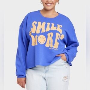 Smile More Plus Size Graphic Sweatshirt